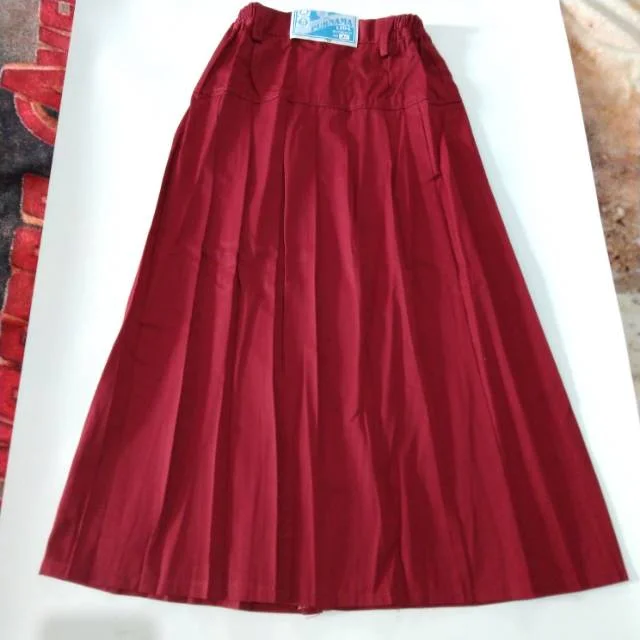 seragam sekolah Rok SD Panjang Kelas 1/2/3/4/5/6 rempel polos merah maxi plisket Wiru Turun Pinggang cakcloth.com