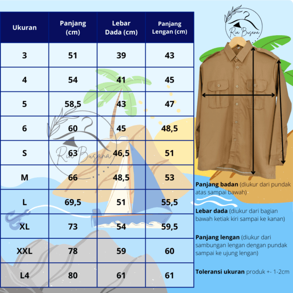 Baju Hizbul Wathan Laki Laki Lengan Panjang - Gambar 7