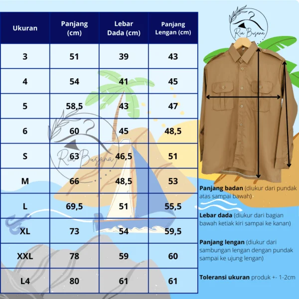 Baju Hizbul Wathan Laki Laki Lengan Panjang - Gambar 7