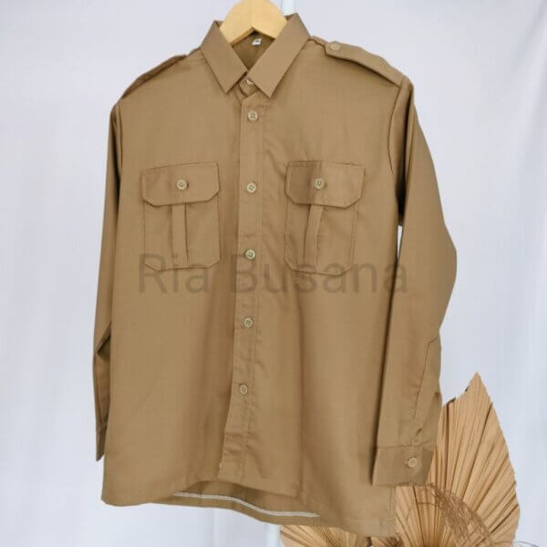 baju hizbul wathan Laki Seragam sekolah baju HW laki laki kemeja atasan hizbul wathan Lengan Panjang kantong 2 sd smp mts sma aliyah muhammadiyah cakcloth.com